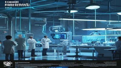 海角视频知识科普系列预告封面，科学实验室场景，专家讲解前沿科技，画面专业严谨
